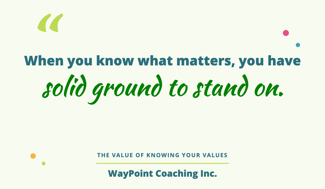 Quote card reading When you know what matters, you have solid ground to stand on, from WayPoint Coaching Inc.